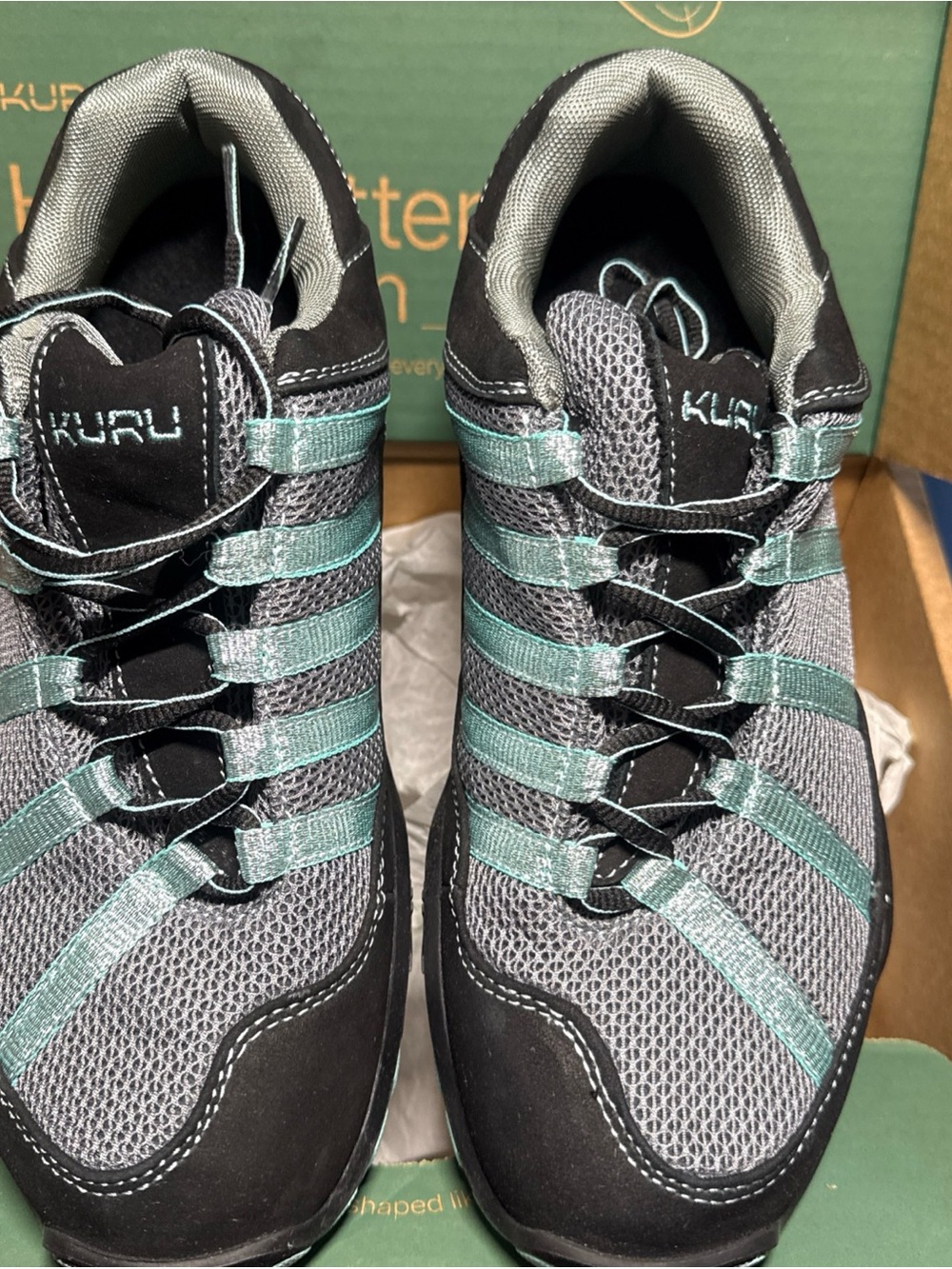 KURU Chicane Women's Gray with Teal Strap Athletic Walking Shoes
